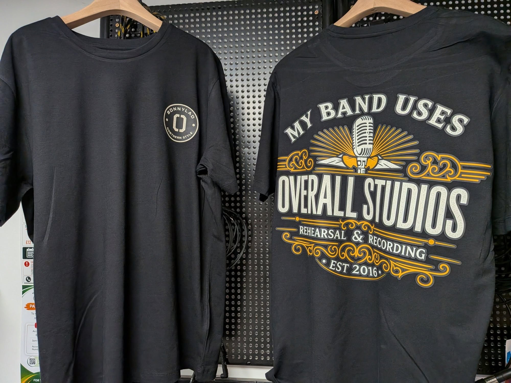 Custom Overall Studios band T-shirts printed by Bonny Lad